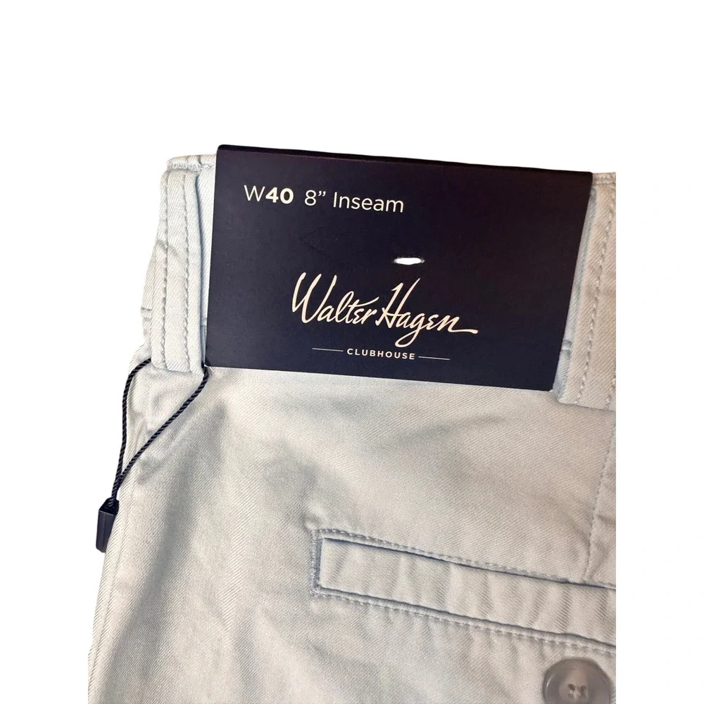 Walter Hagen Mens Clubhouse Chino Shorts Soft Blue 40 8 Inseam Stretch WH-CHMHT